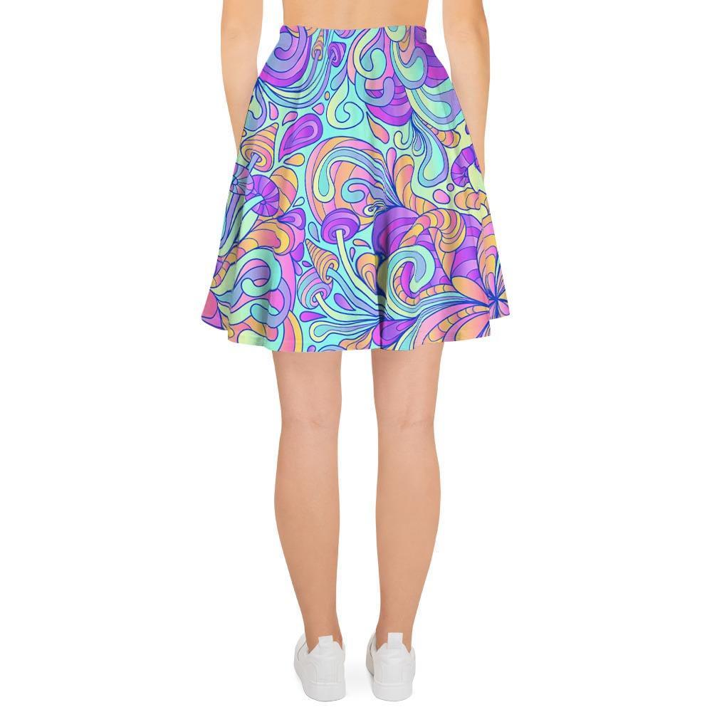 Holographic Floral Psychedelic Women's Skirt-grizzshop