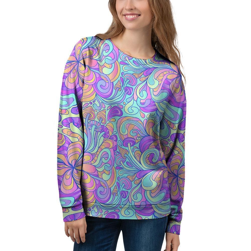 Holographic Floral Psychedelic Women's Sweatshirt-grizzshop