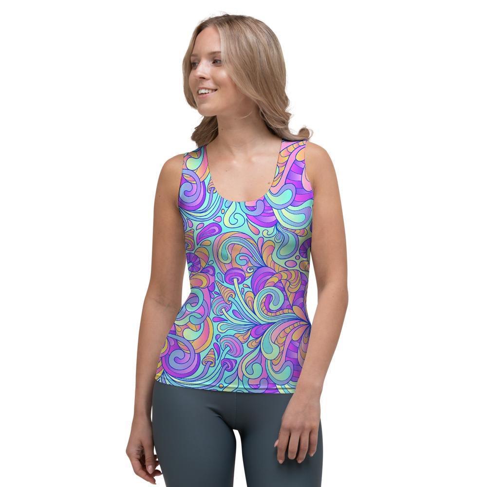 Holographic Floral Psychedelic Women's Tank Top-grizzshop