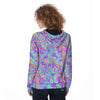 Holographic Floral Psychedelic Women's Zip Up Hoodie-grizzshop