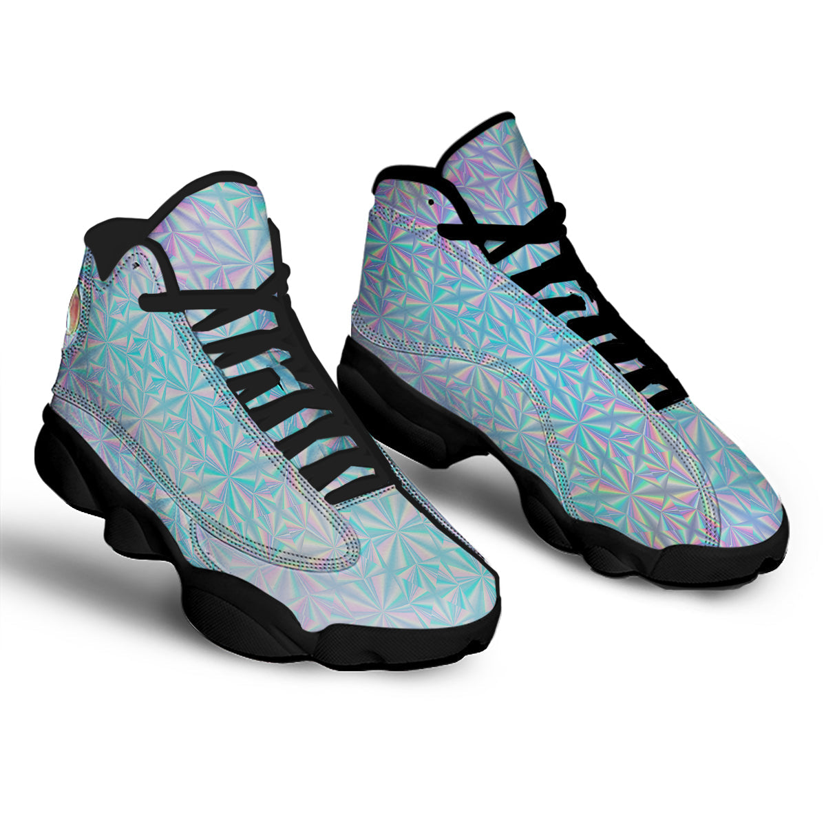 Holographic Paper Texture Print Black Basketball Shoes-grizzshop