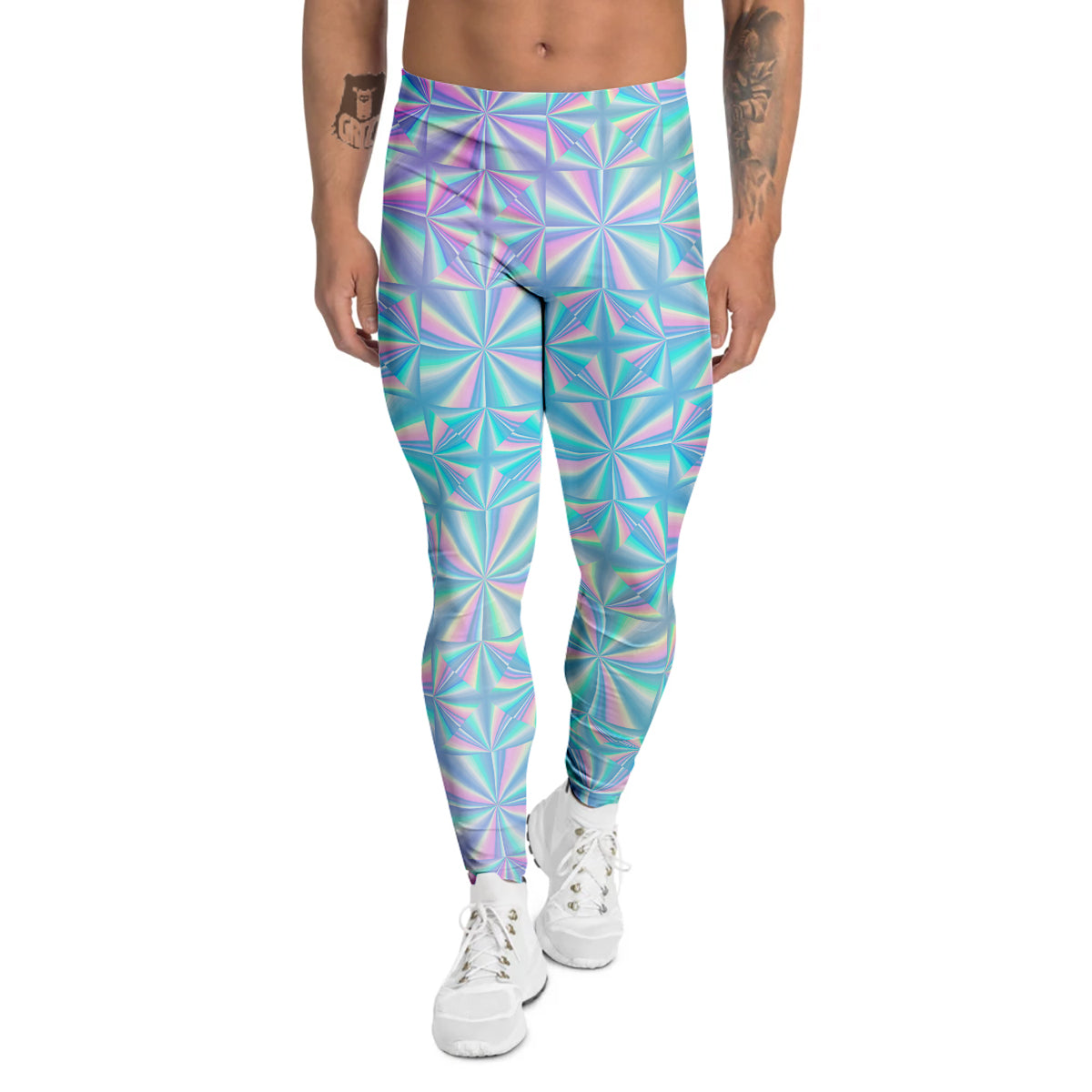 Holographic Paper Texture Print Men's Leggings-grizzshop