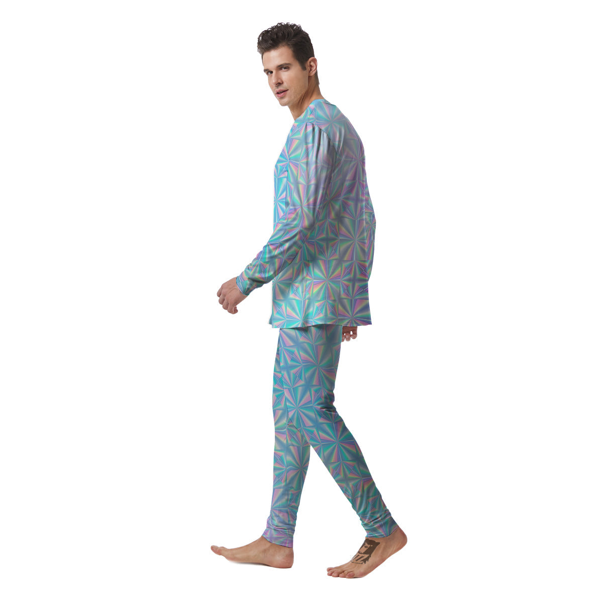 Holographic Paper Texture Print Men's Pajamas-grizzshop