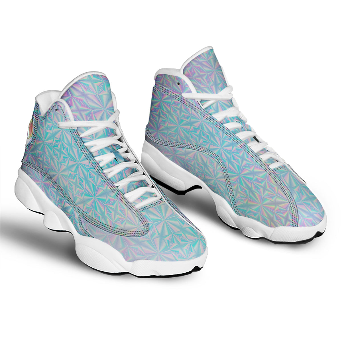 Holographic Paper Texture Print White Basketball Shoes-grizzshop