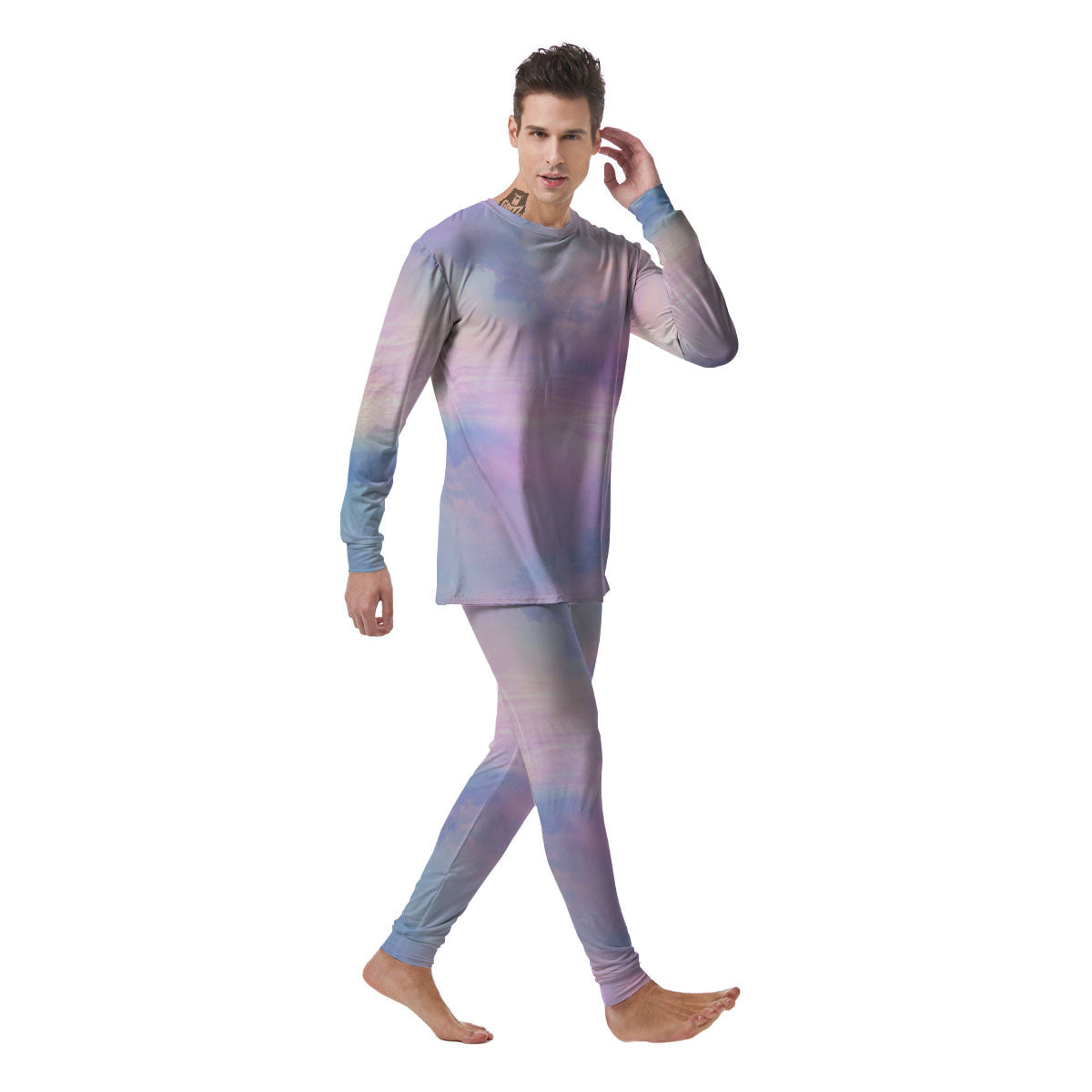 Holographic Pastel Print Men's Pajamas-grizzshop