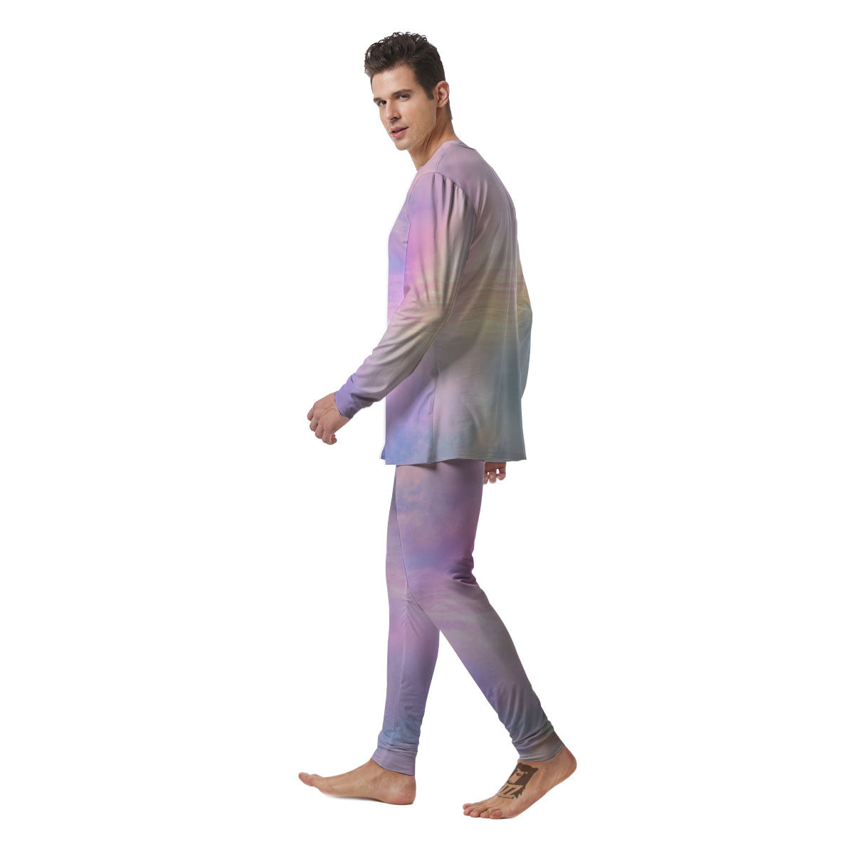 Holographic Pastel Print Men's Pajamas-grizzshop