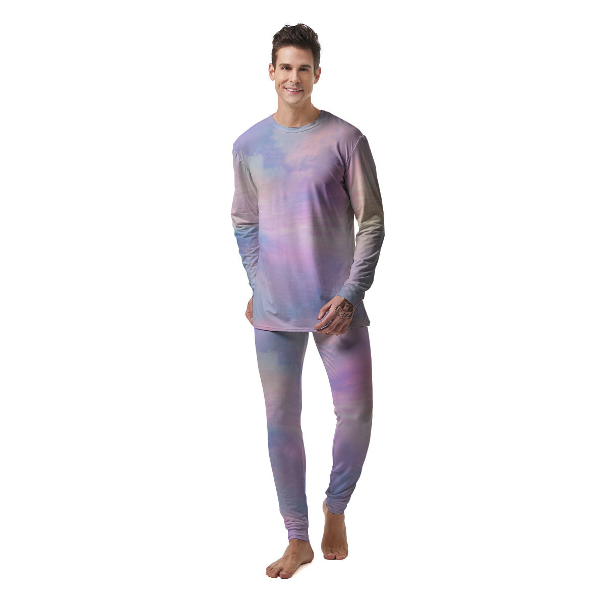 Holographic Pastel Print Men's Pajamas-grizzshop