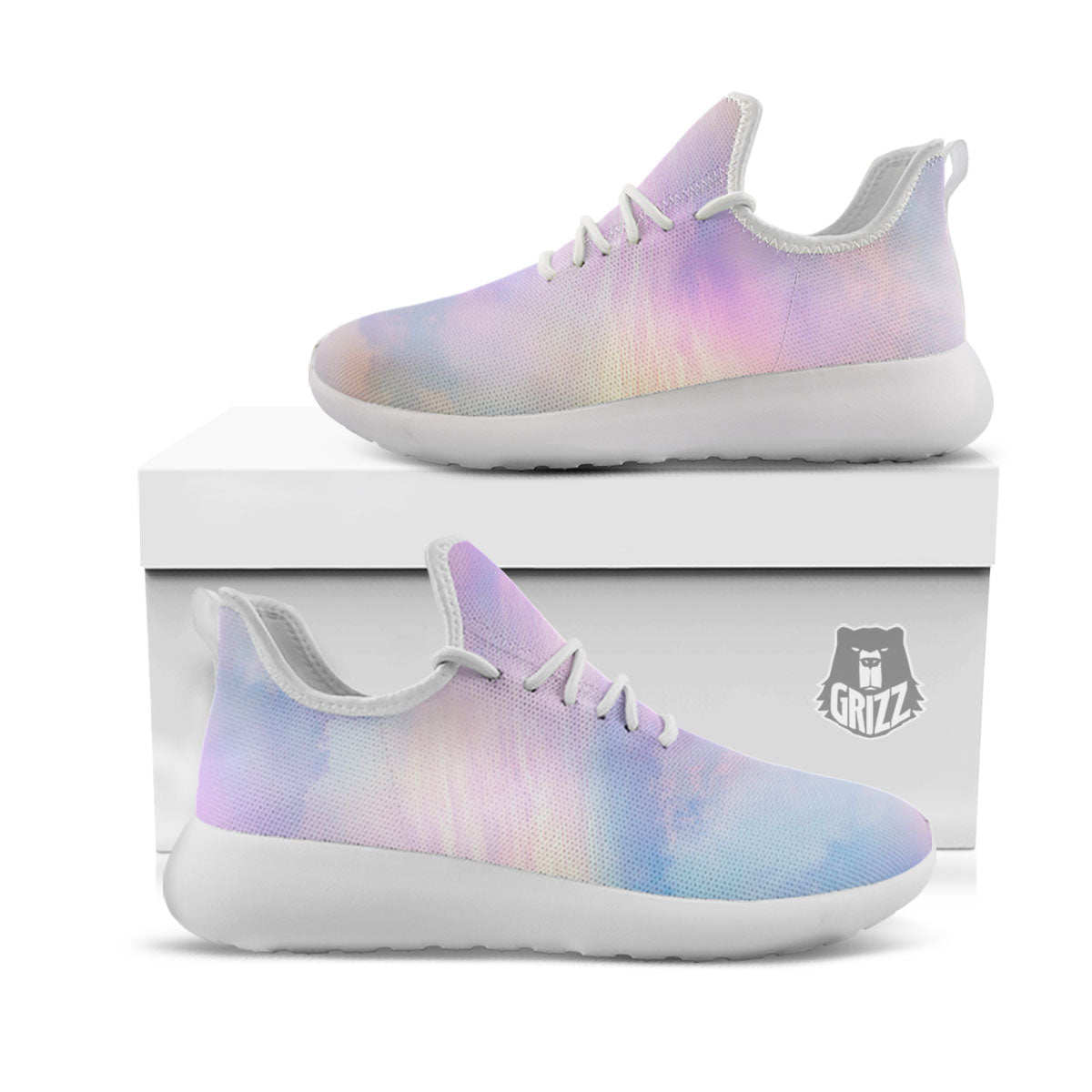 Holographic Pastel Print White Athletic Shoes-grizzshop