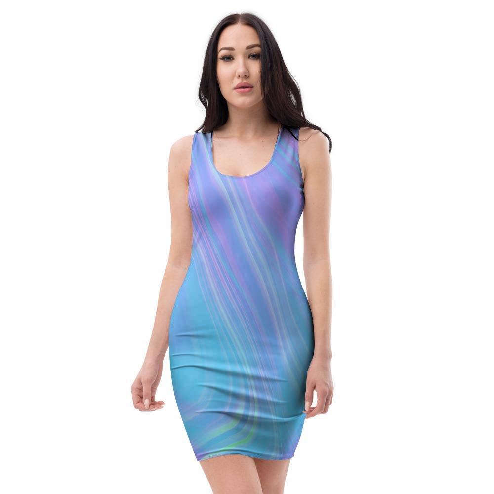 Holographic Print Bodycon Dress-grizzshop