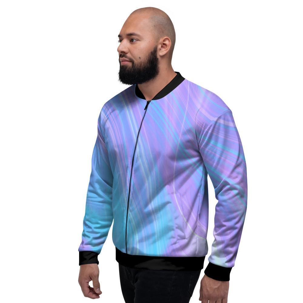 Holographic Print Men's Bomber Jacket-grizzshop