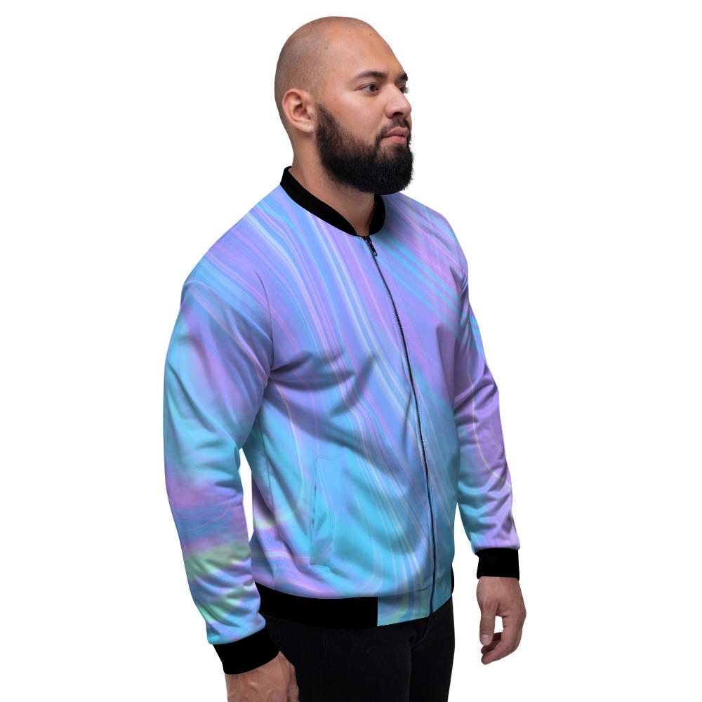 Holographic Print Men's Bomber Jacket-grizzshop