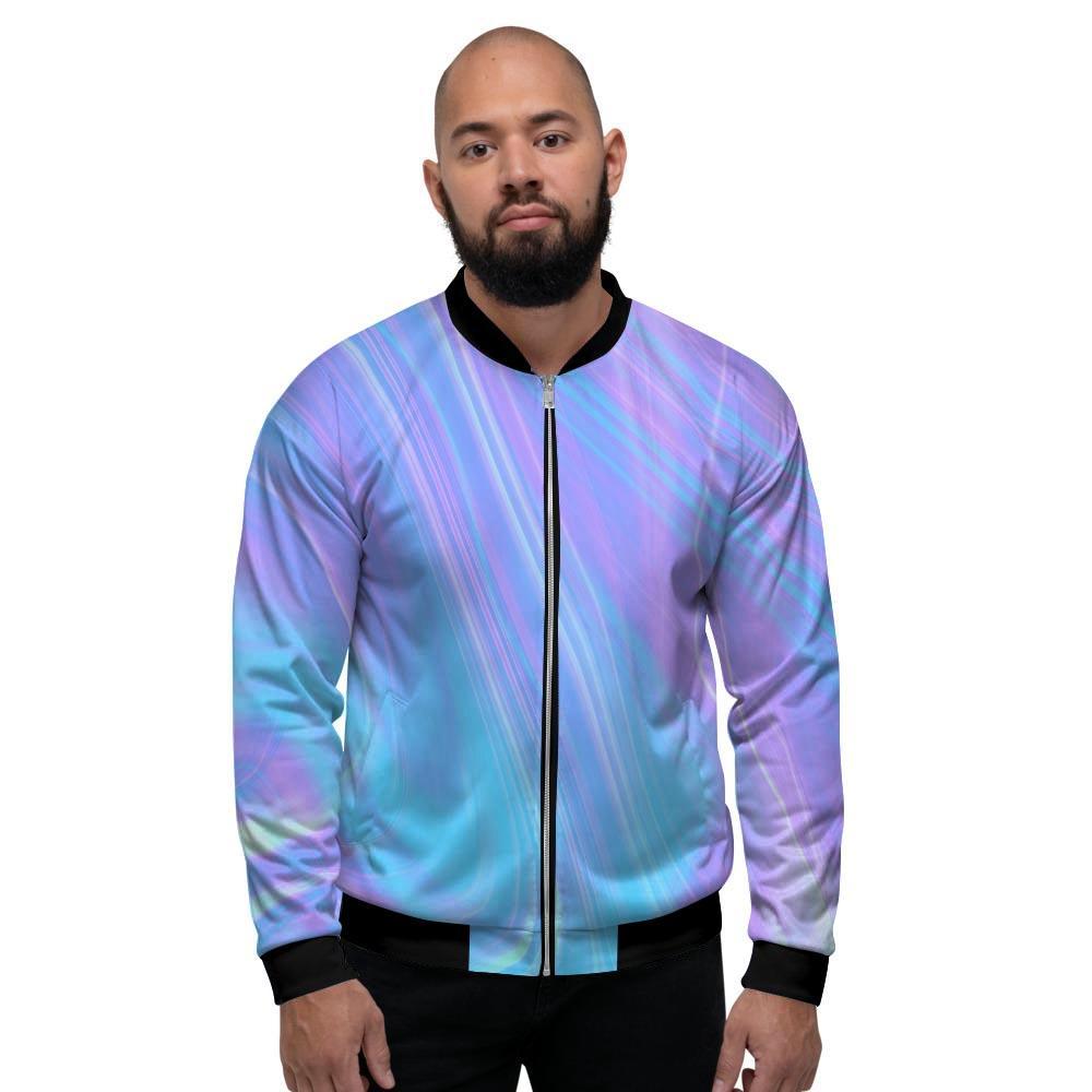 Holographic Print Men's Bomber Jacket-grizzshop