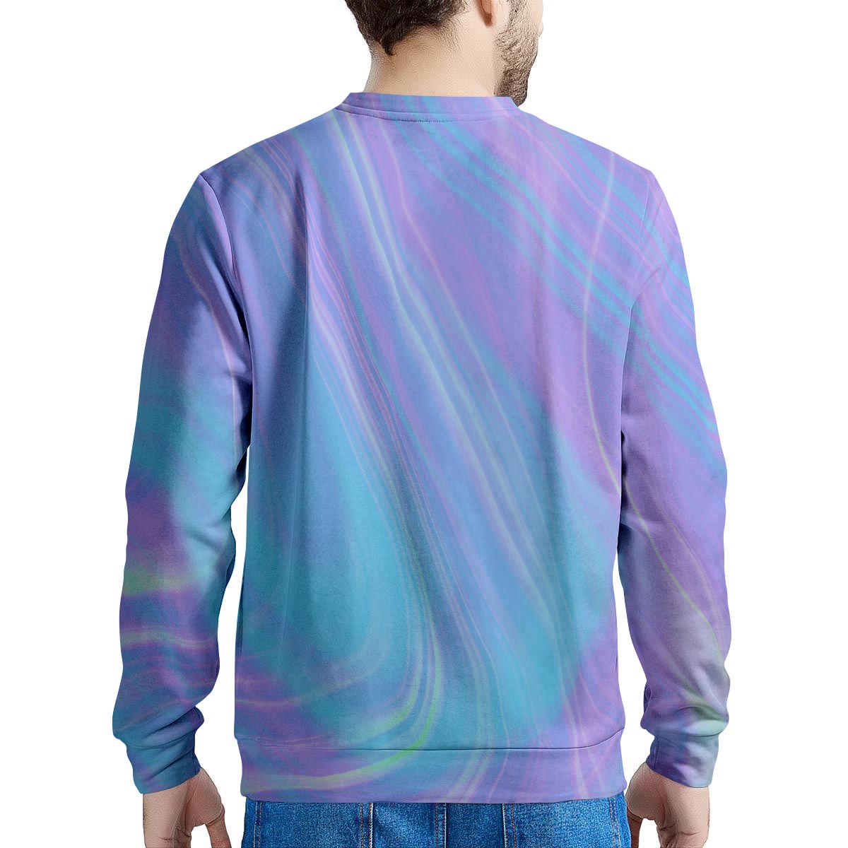 Holographic Print Men's Sweatshirt-grizzshop