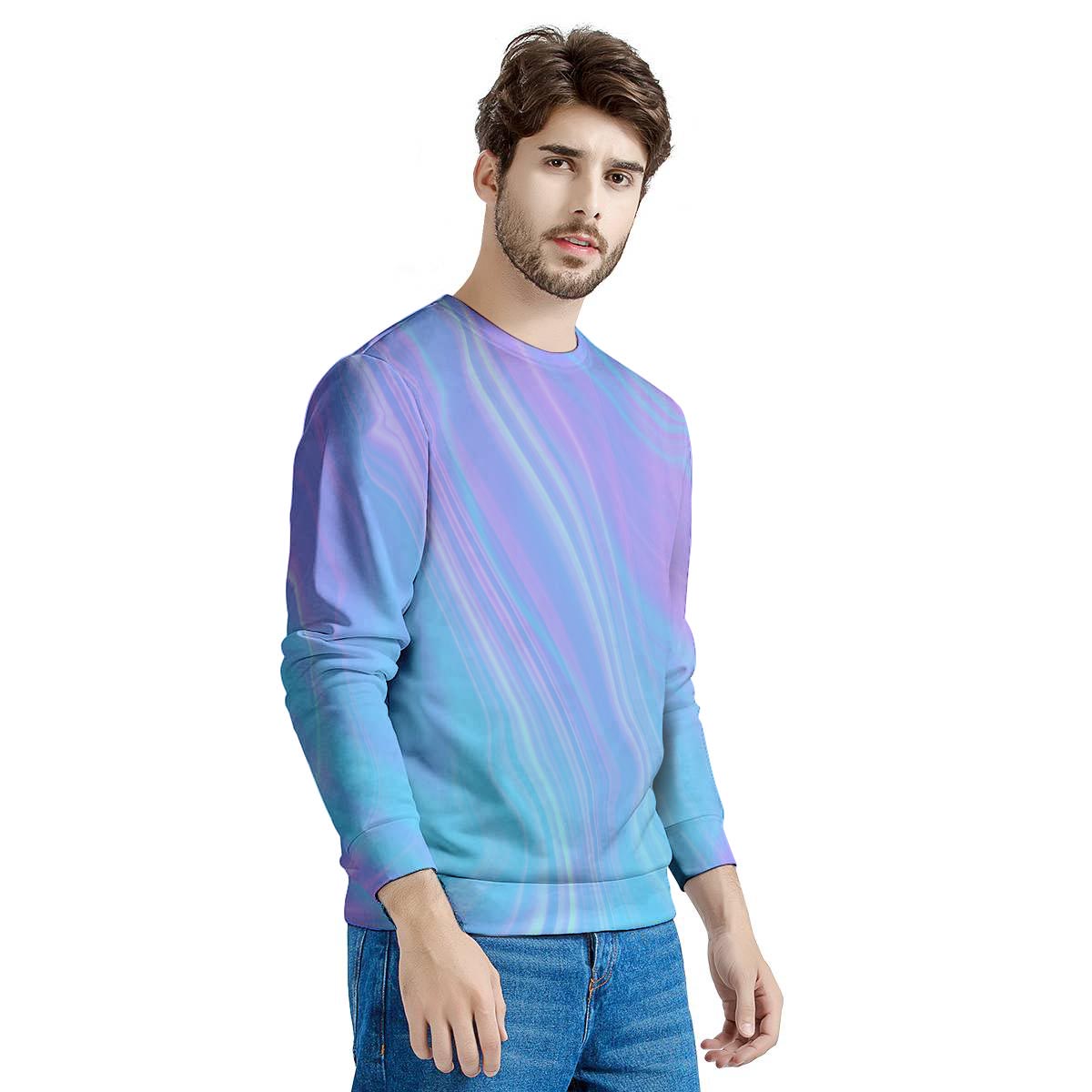 Holographic Print Men's Sweatshirt-grizzshop