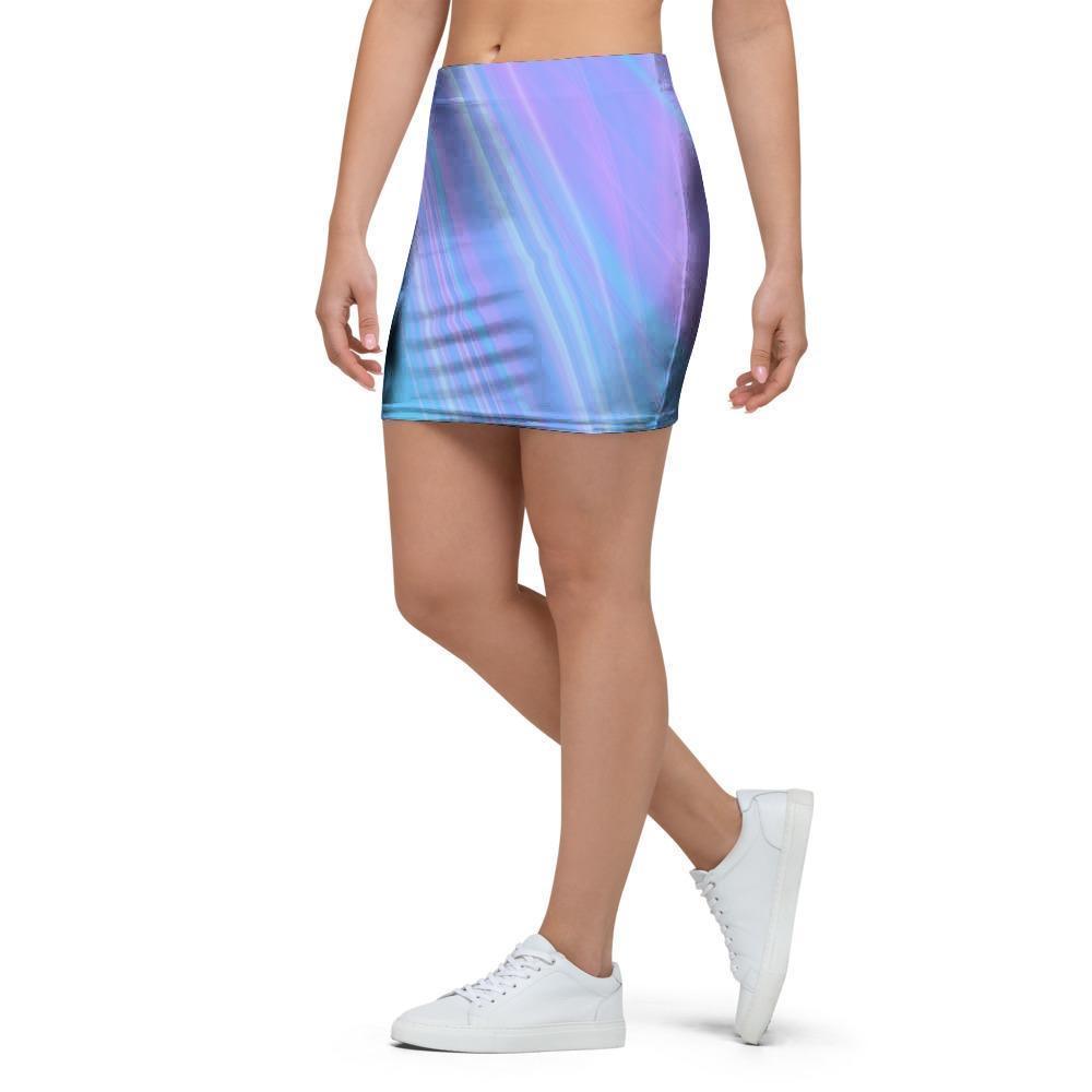 Holographic Print Mini Skirt-grizzshop