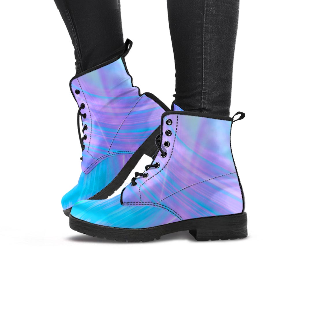 Holographic lace up outlet boots