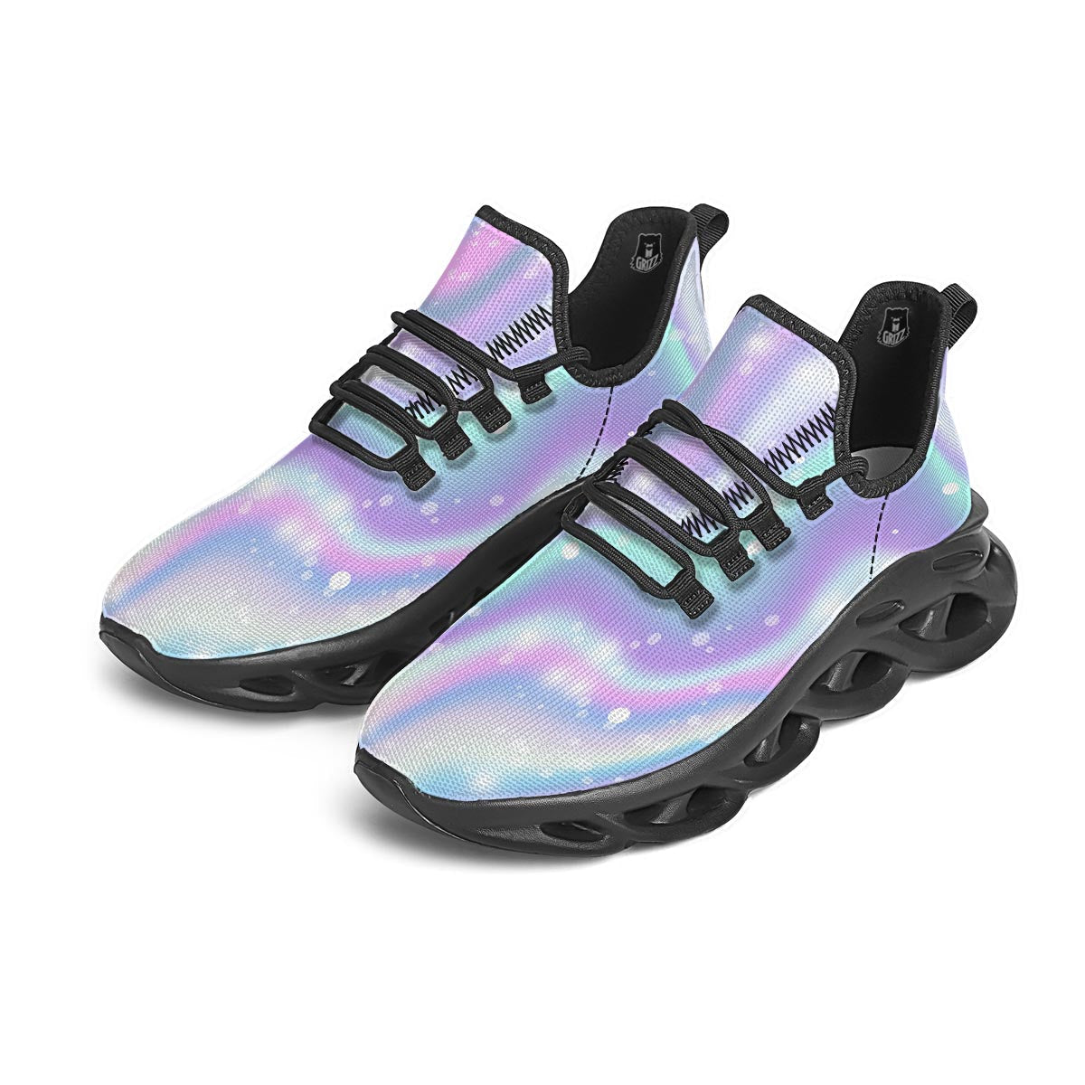 Holographic Psychedelic Black Running Shoes-grizzshop