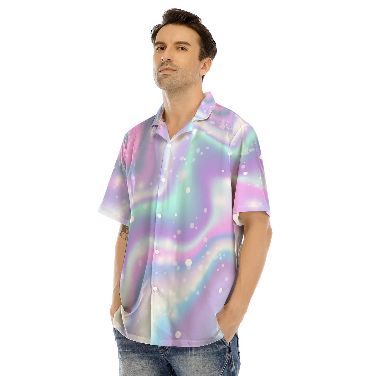 Holographic Psychedelic Men’s Hawaiian Shirt-grizzshop