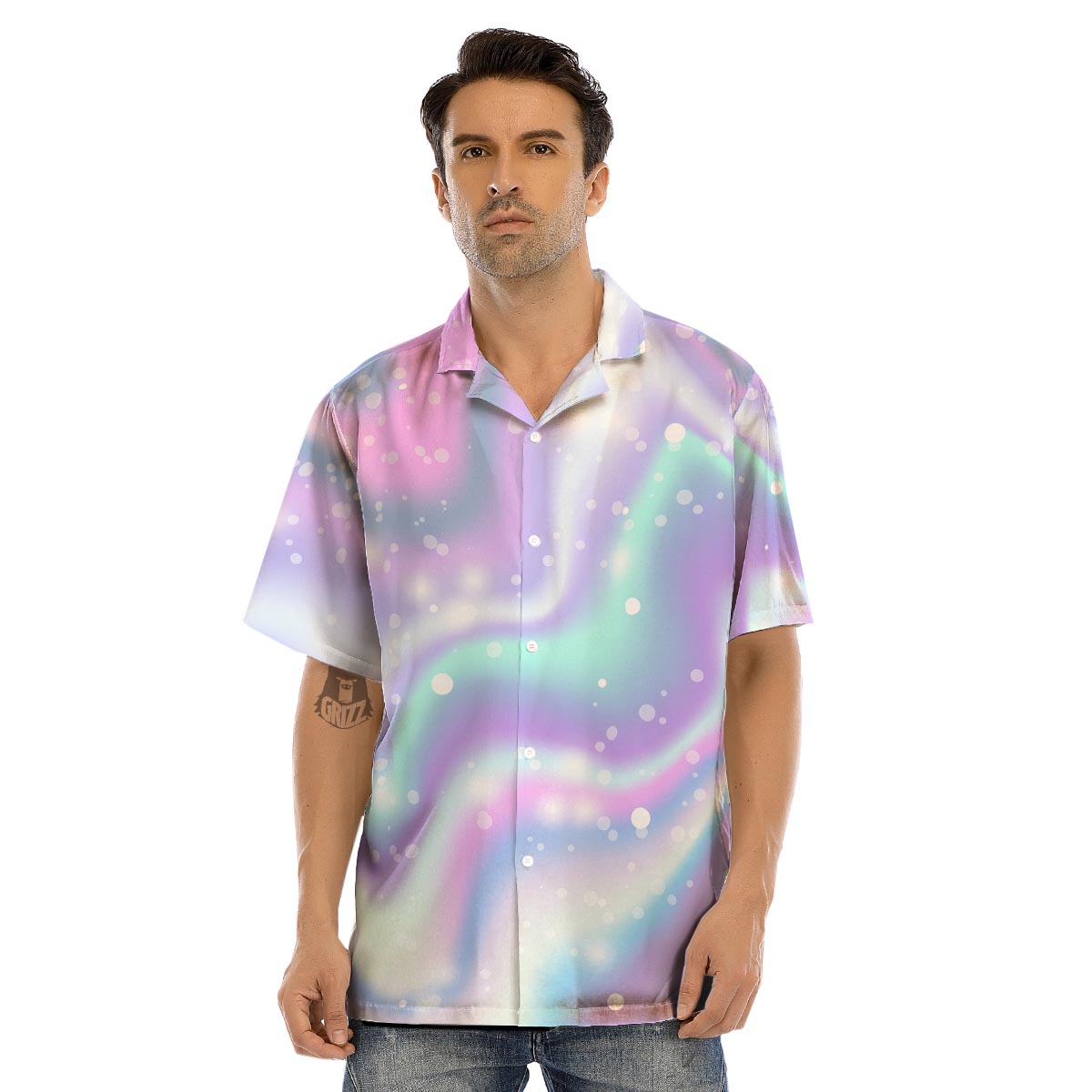 Holographic Psychedelic Men’s Hawaiian Shirt-grizzshop