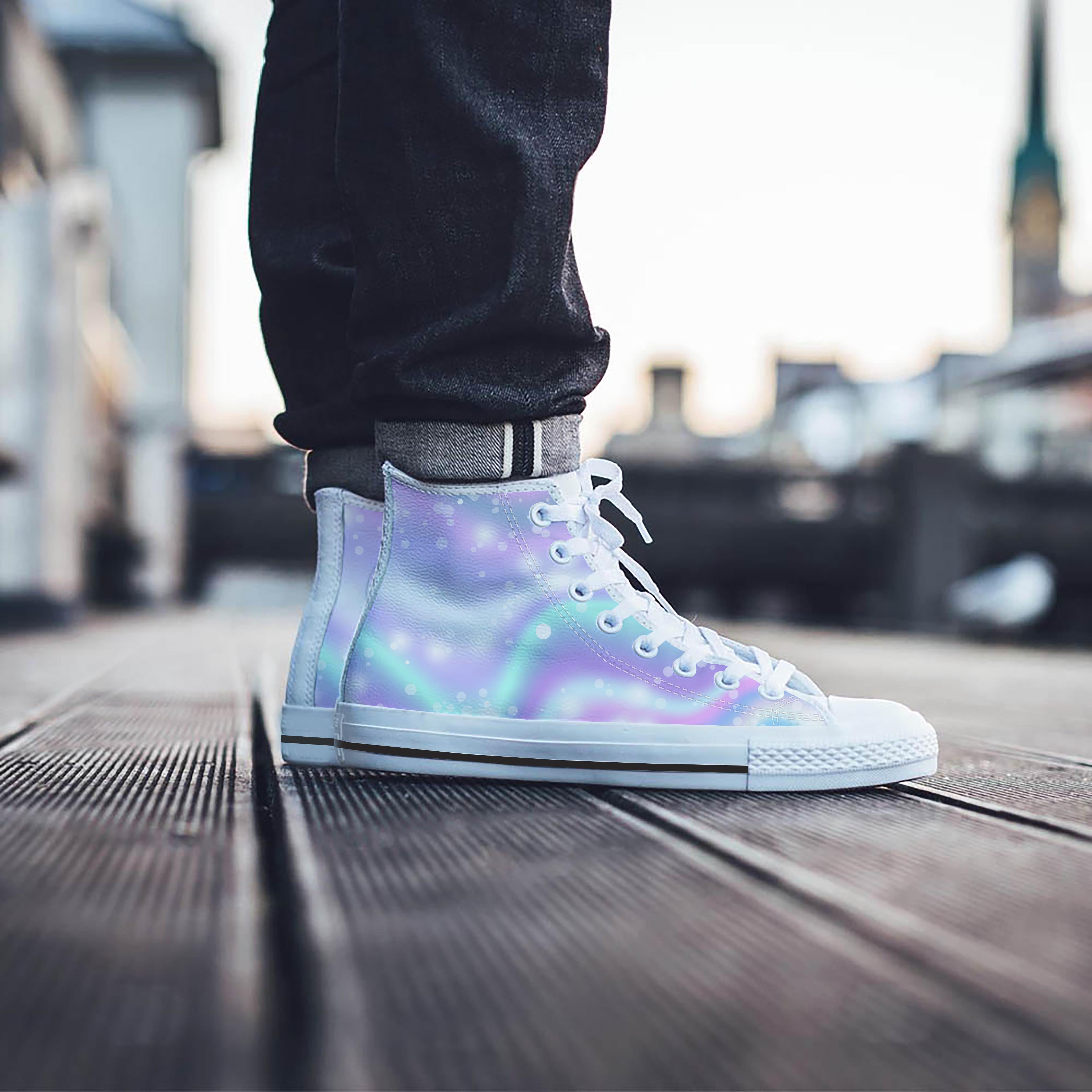 Holographic Psychedelic Men's High Top Shoes-grizzshop