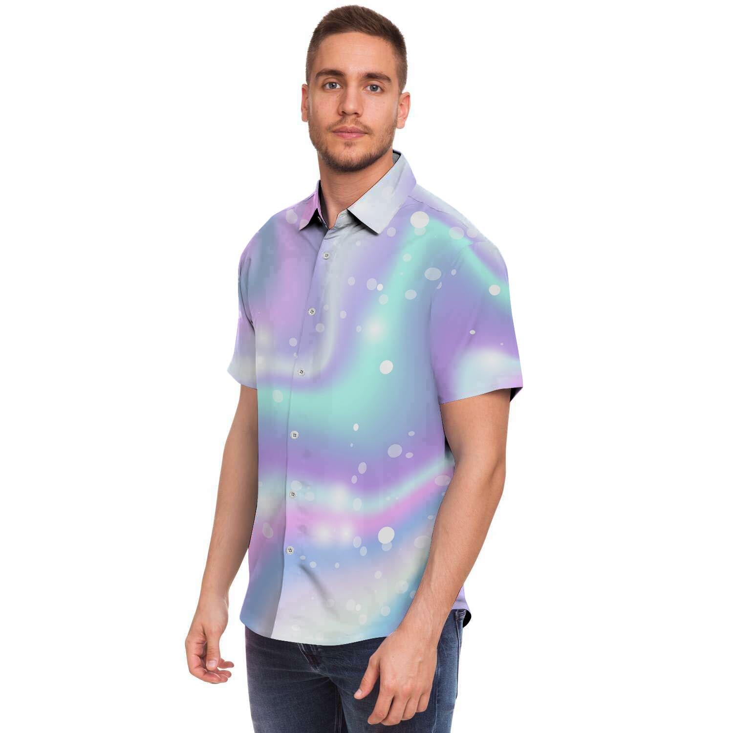 Holographic Psychedelic Men's Short Sleeve Shirt-grizzshop