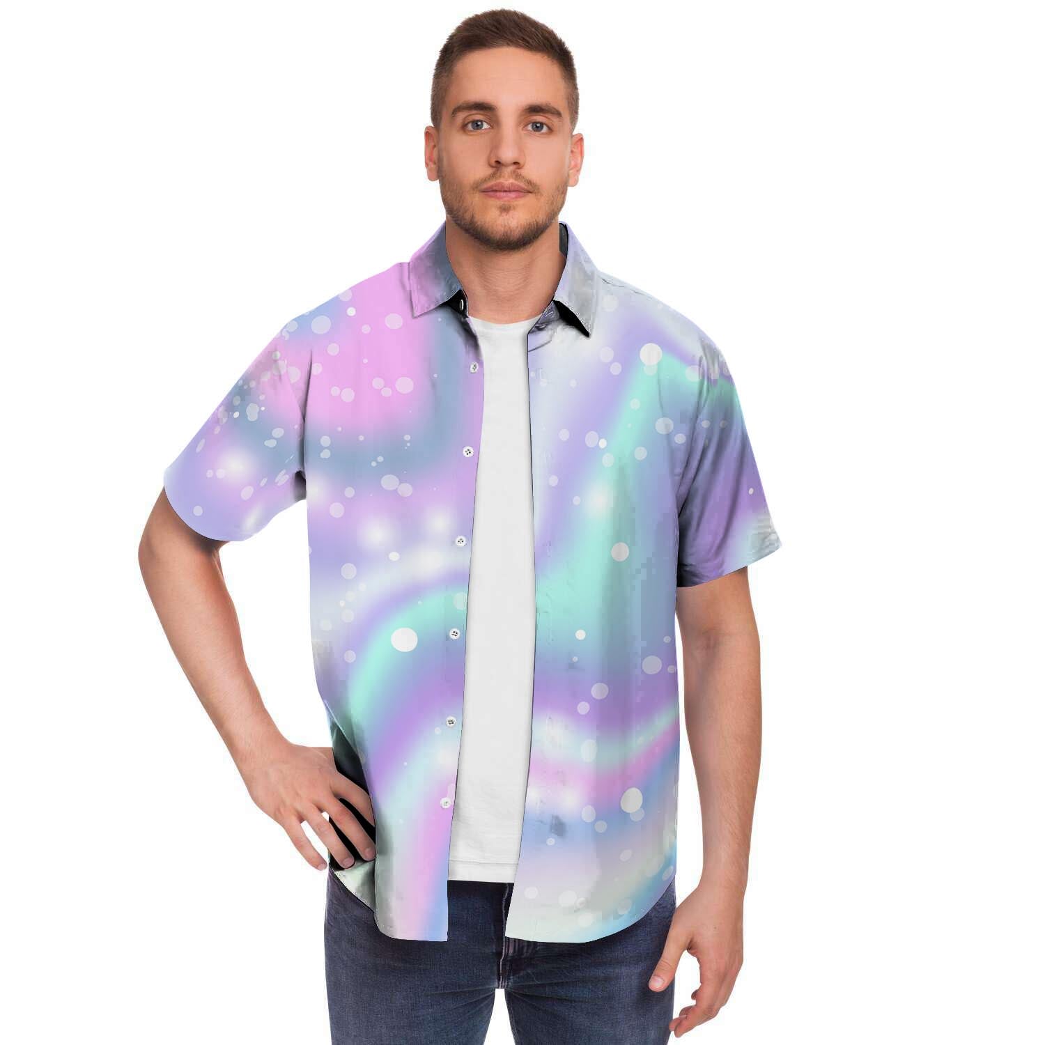 Holographic Psychedelic Men's Short Sleeve Shirt-grizzshop