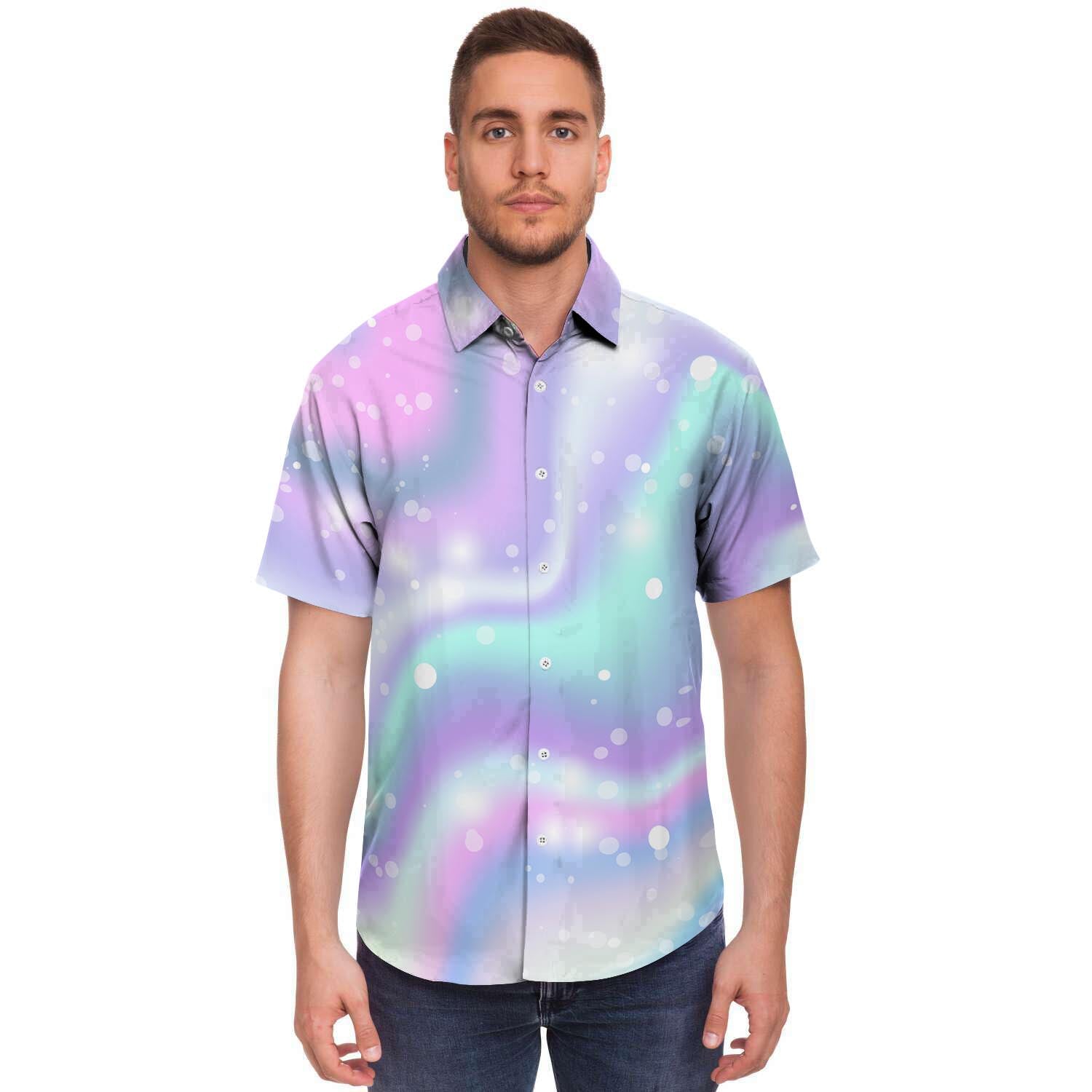 Holographic Psychedelic Men's Short Sleeve Shirt-grizzshop