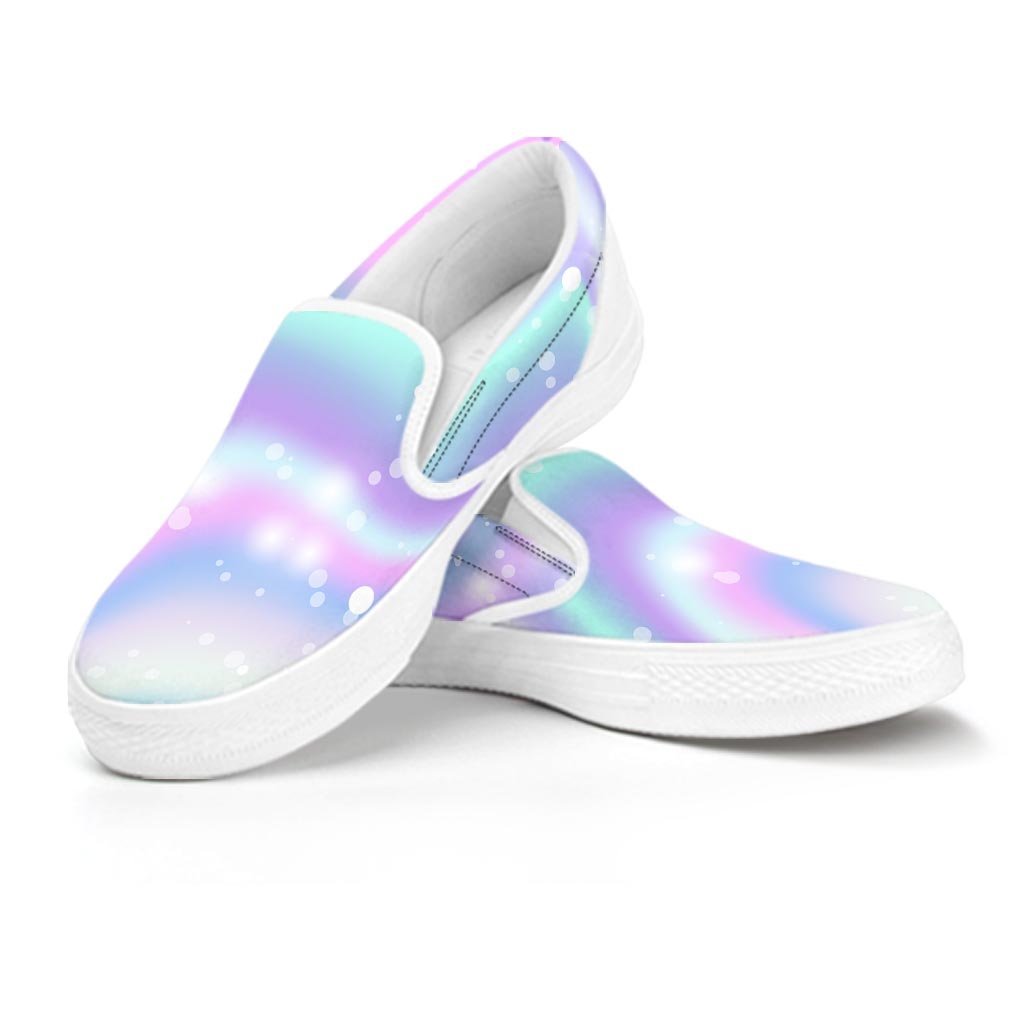 Holographic Psychedelic Men's Slip On Sneakers-grizzshop