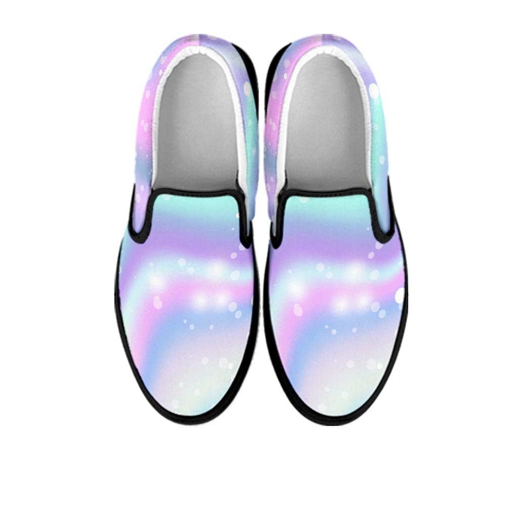 Holographic Psychedelic Men's Slip On Sneakers-grizzshop