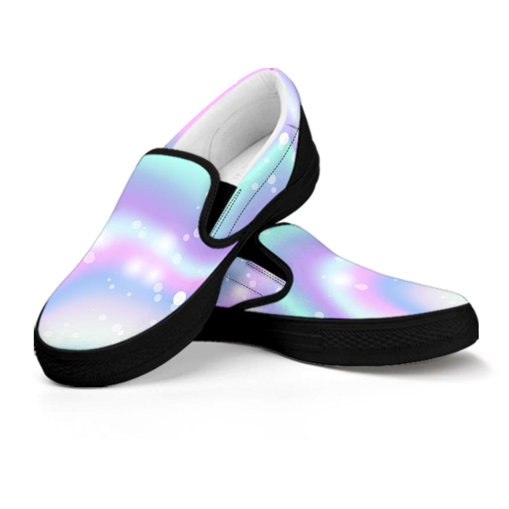 Holographic Psychedelic Men's Slip On Sneakers-grizzshop