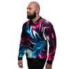 Holographic Psychedelic Print Pattern Men's Bomber Jacket-grizzshop