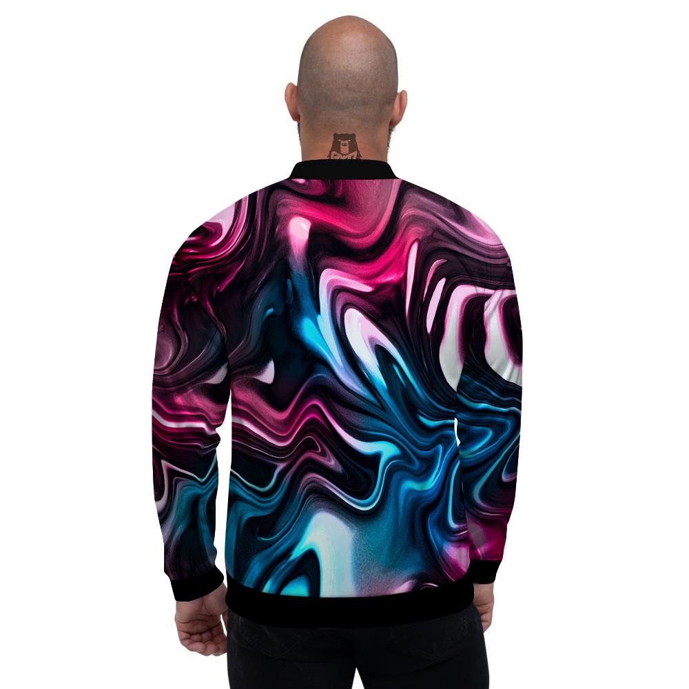 Holographic Psychedelic Print Pattern Men's Bomber Jacket-grizzshop