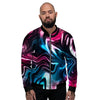 Holographic Psychedelic Print Pattern Men's Bomber Jacket-grizzshop