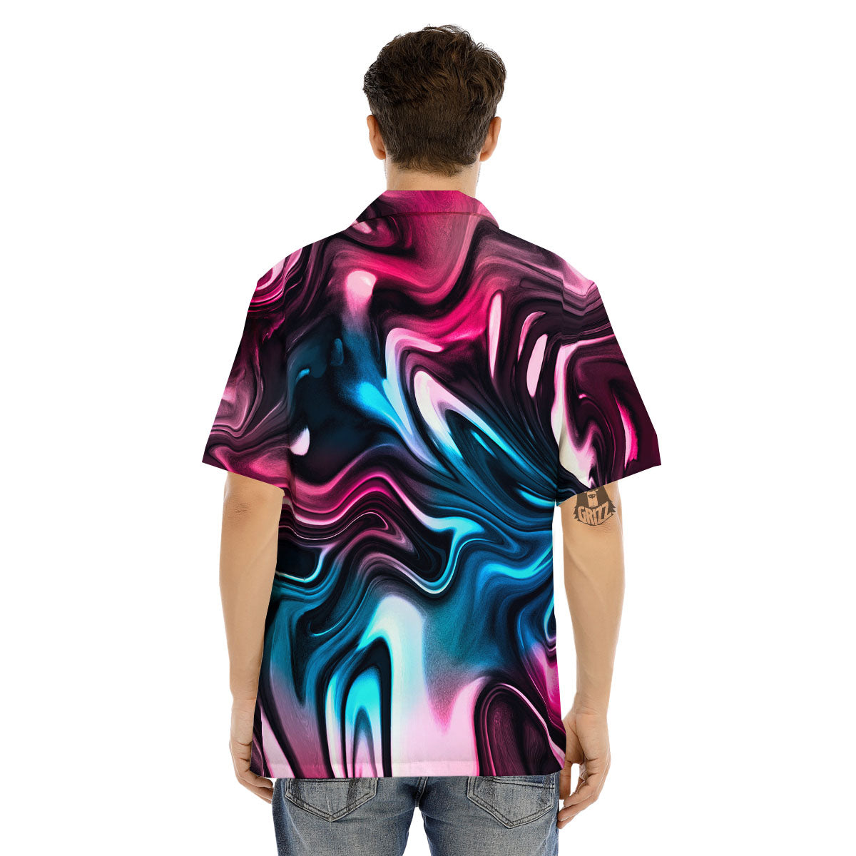 Holographic Psychedelic Print Pattern Men's Hawaiian Shirt-grizzshop