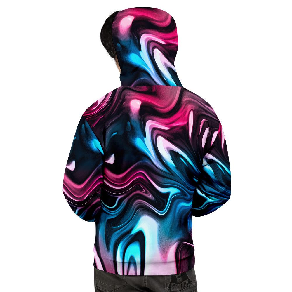 Holographic Psychedelic Print Pattern Men's Hoodie-grizzshop