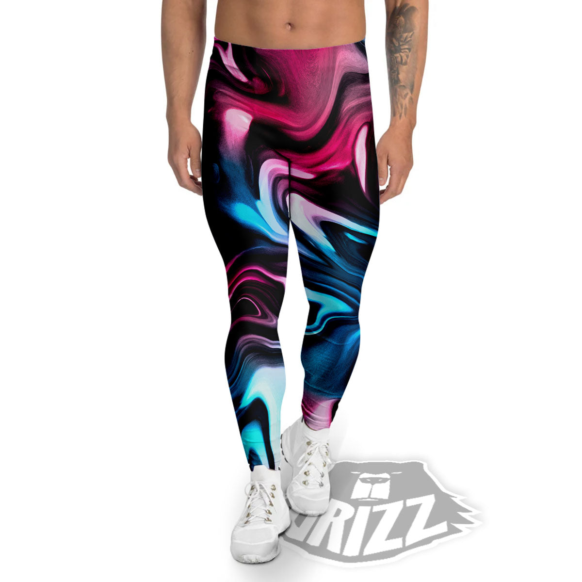 Holographic Psychedelic Print Pattern Men's Leggings-grizzshop