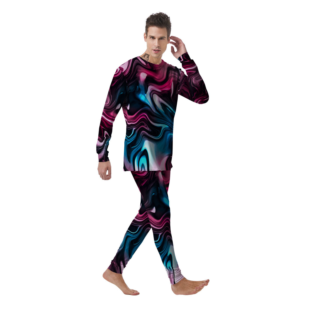 Holographic Psychedelic Print Pattern Men's Pajamas-grizzshop