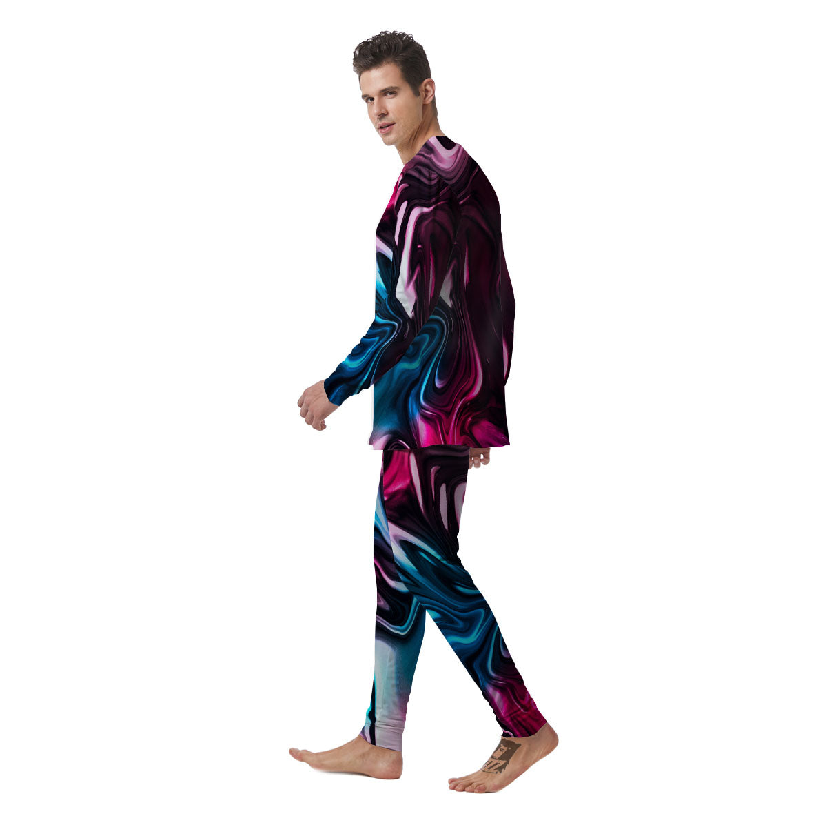 Holographic Psychedelic Print Pattern Men's Pajamas-grizzshop