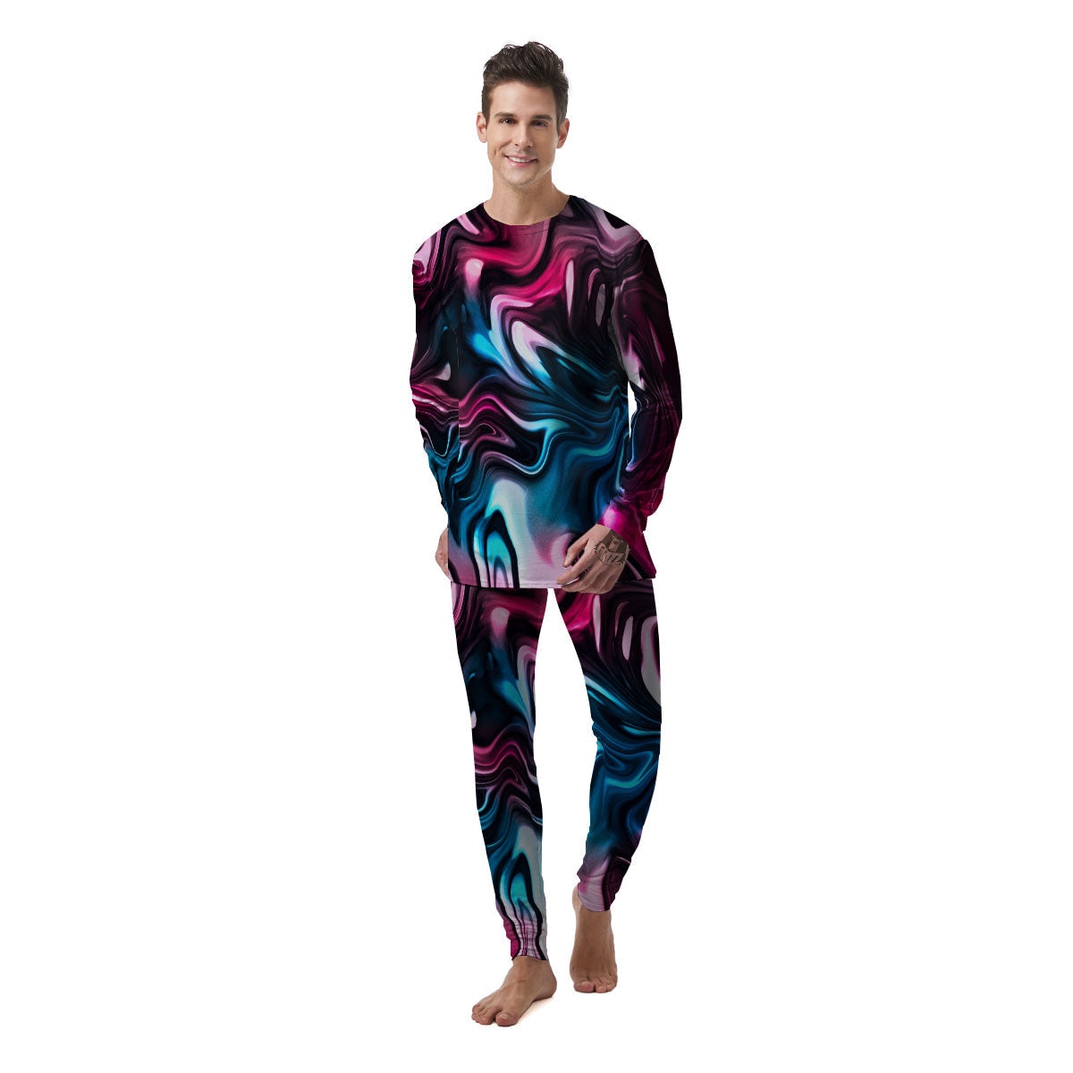 Holographic Psychedelic Print Pattern Men's Pajamas-grizzshop