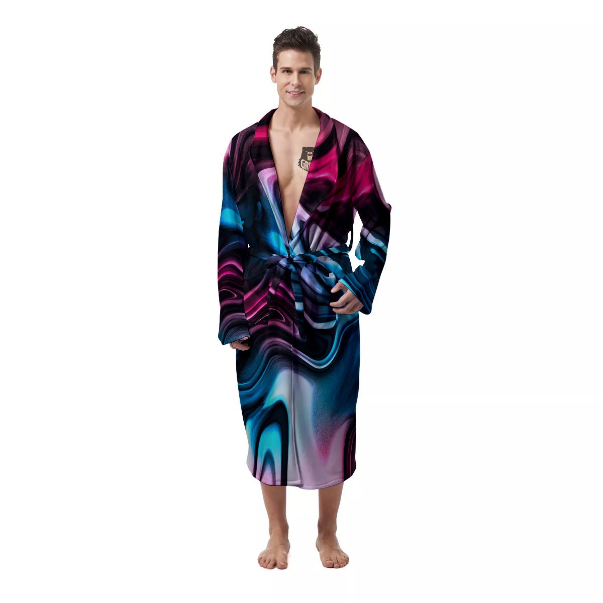 Holographic Psychedelic Print Pattern Men's Robe-grizzshop