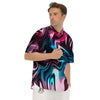 Holographic Psychedelic Print Pattern Men's Short Sleeve Shirts-grizzshop