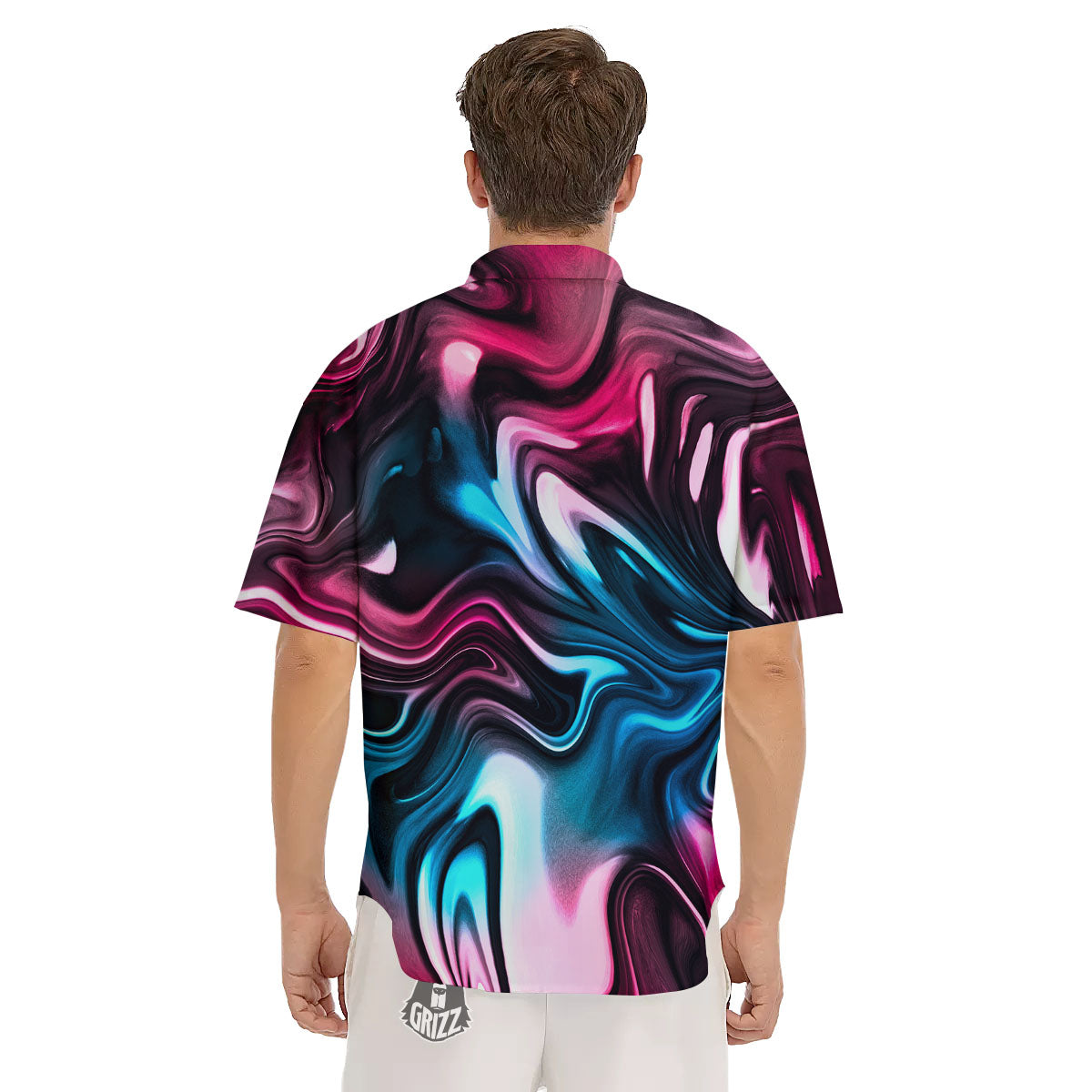 Holographic Psychedelic Print Pattern Men's Short Sleeve Shirts-grizzshop