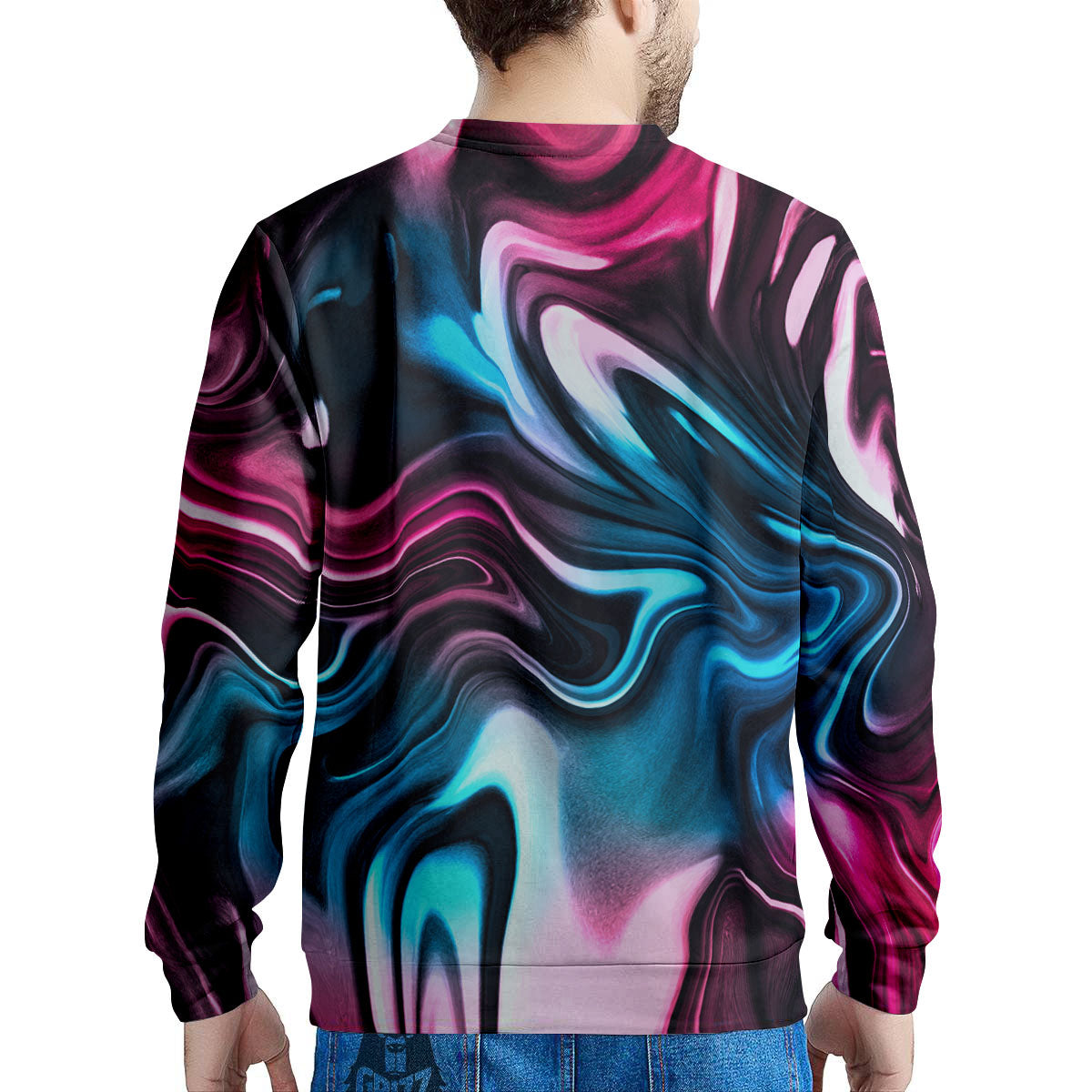 Holographic Psychedelic Print Pattern Men's Sweatshirt-grizzshop