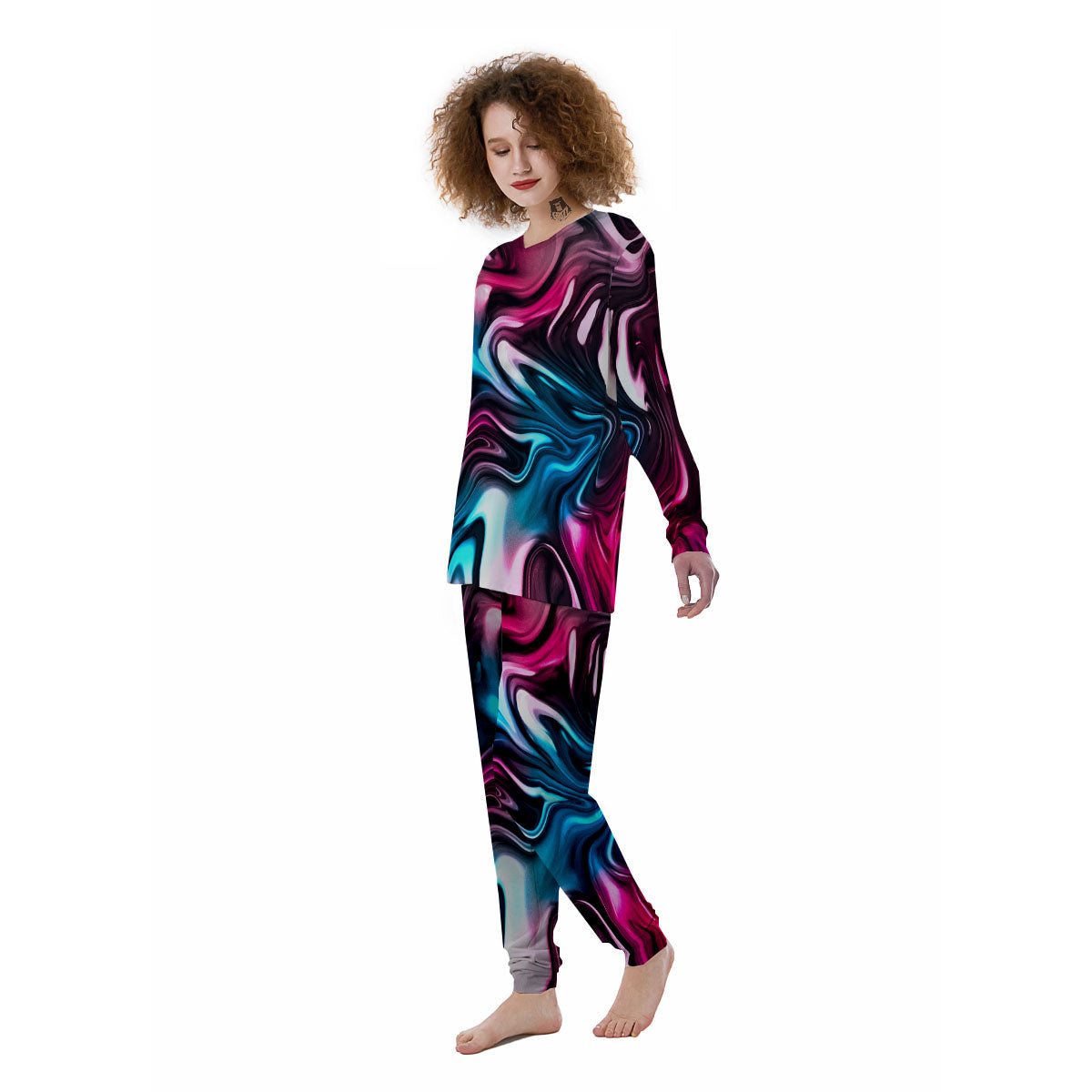 Holographic Psychedelic Print Pattern Women's Pajamas-grizzshop