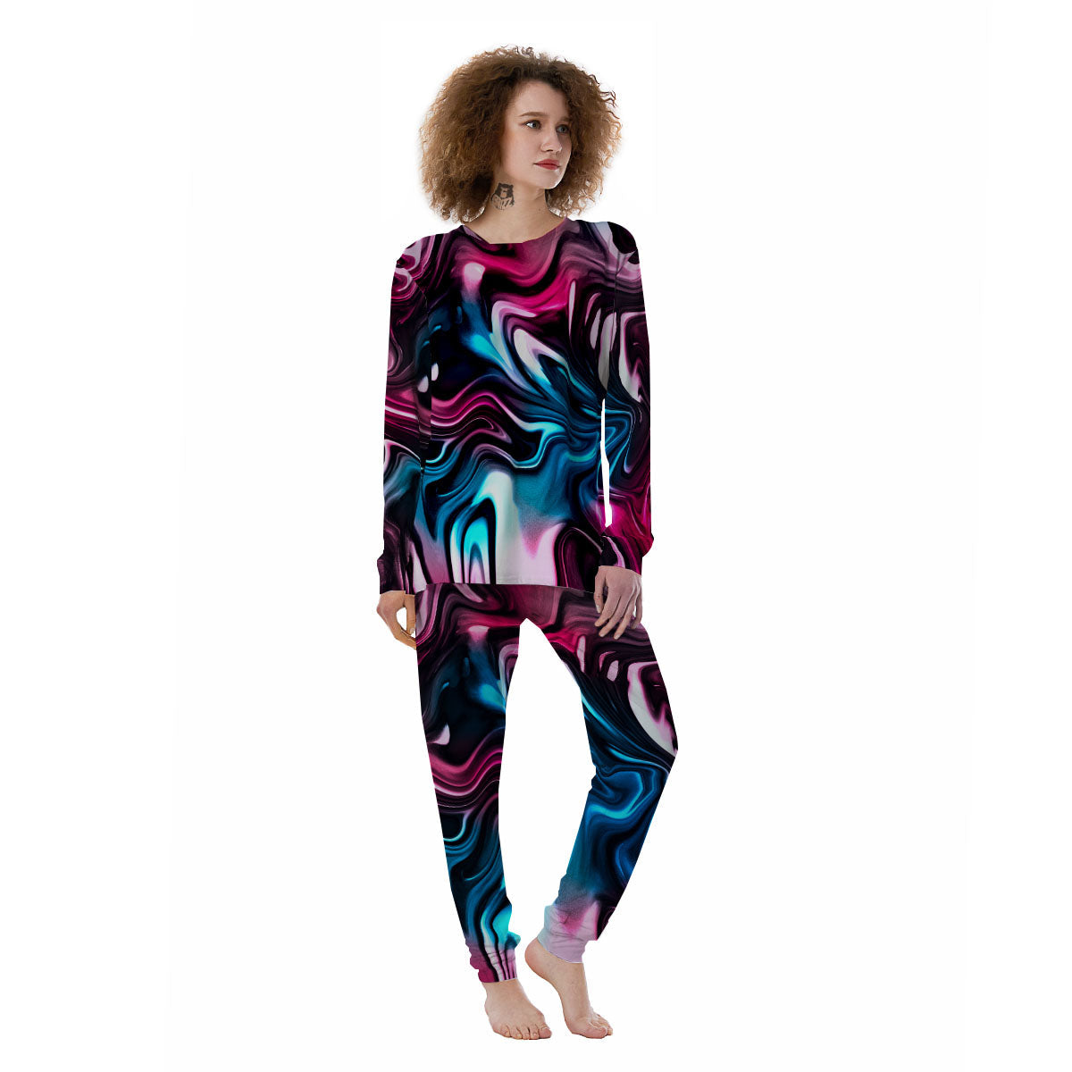 Holographic Psychedelic Print Pattern Women's Pajamas-grizzshop