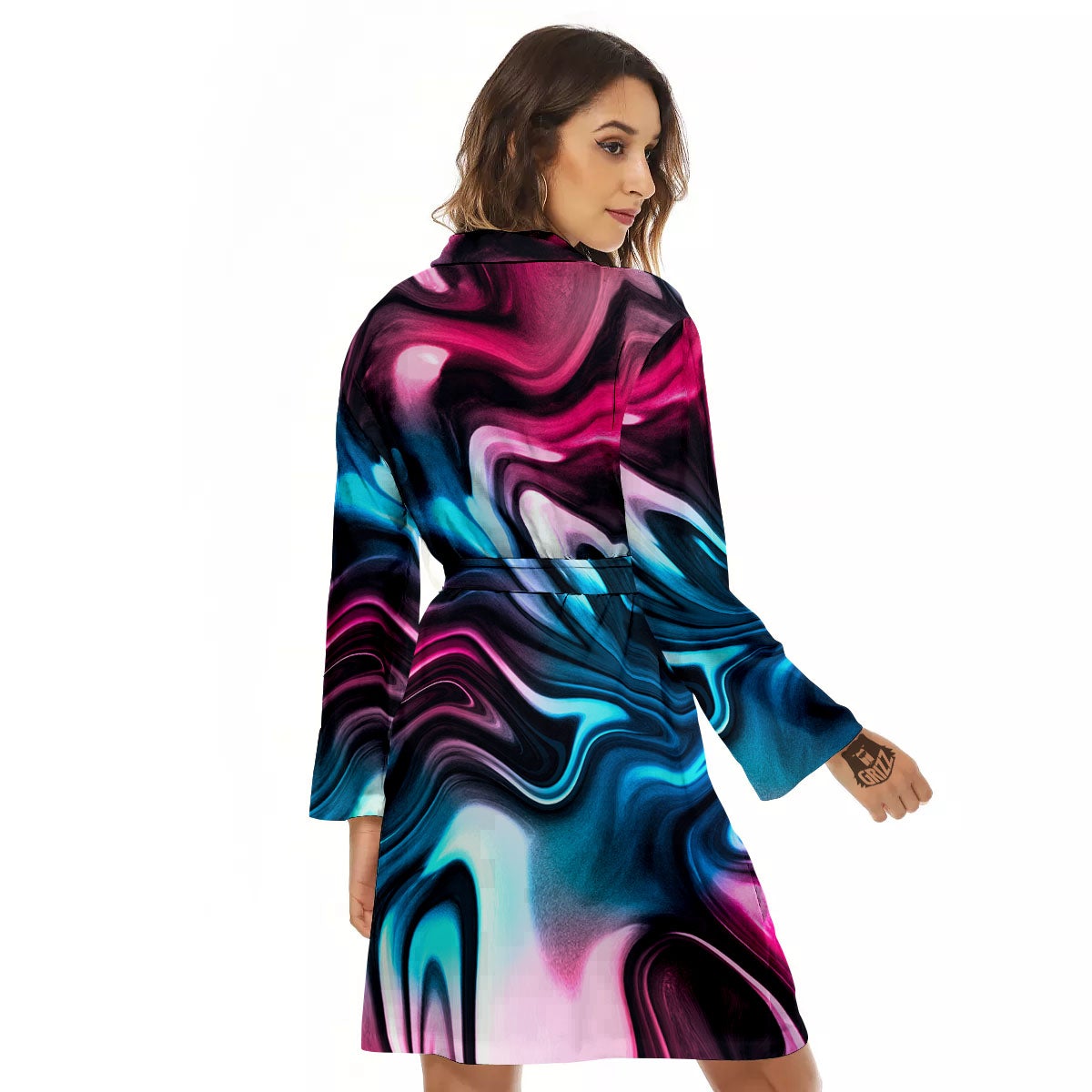 Holographic Psychedelic Print Pattern Women's Robe-grizzshop