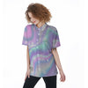 Holographic Psychedelic Women's Short Sleeve Shirts-grizzshop