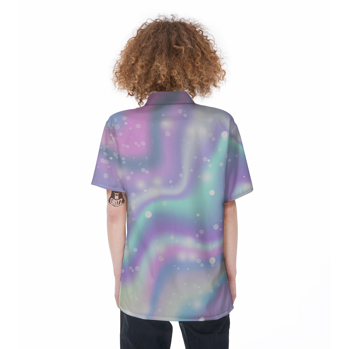 Holographic Psychedelic Women's Short Sleeve Shirts-grizzshop