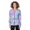 Holographic Psychedelic Women's Zip Up Hoodie-grizzshop