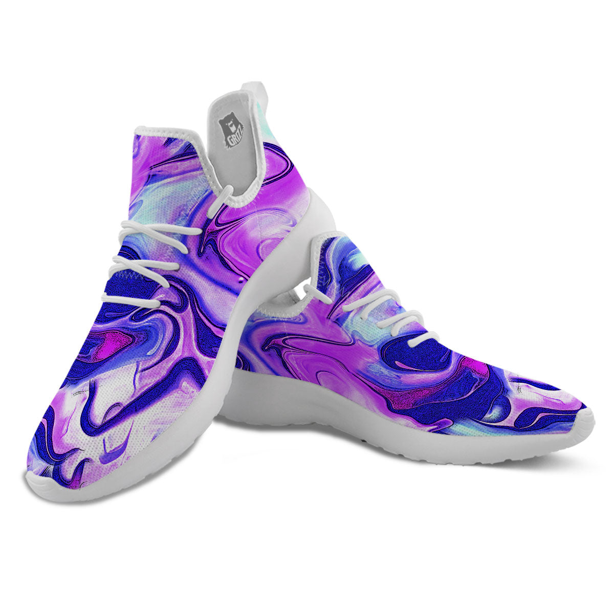 Holographic Purple Print Pattern White Athletic Shoes-grizzshop